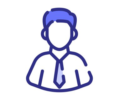 İşadamı çalışan tek bir izole edilmiş simge çizgi biçimi çizilmiş veya çizilmiş vektör tasarımı illüstrasyonuna sahip