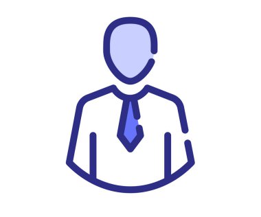 Çizgi veya çizgi biçimi tasarım illüstrasyonlu tek bir izole edilmiş adam profili simgesi