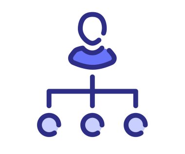 Yapı liderliği organizasyonu çizgi biçimi çizgili veya kesik çizgili tek izole simge tasarımı illüstrasyonu
