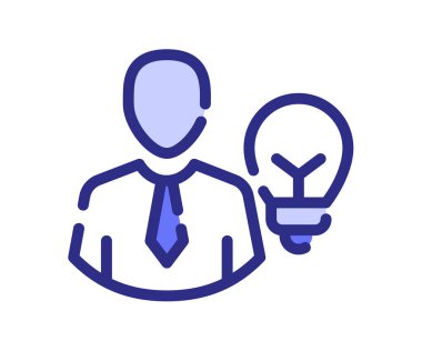 Parlak yaratıcı fikir çizgi biçimi çizilmiş veya çizilmiş çizgili vektör tasarımı illüstrasyonlu tek bir izole simge