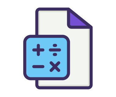 Kağıt raporunu doldurulmuş satır biçimi vektör tasarımı illüstrasyonlu tek bir izole simge ile hesapla