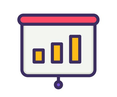 Tanıtım çubuğu grafiği ile dolu satır biçimi tasarım çizelgesi ile tek izole edilmiş simge