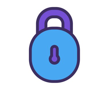 Güvenlik asma kilidi tek izole edilmiş simgeyi çizgi biçimi tasarım illüstrasyonuyla kilitle