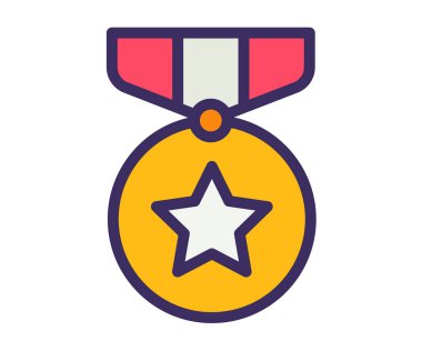 Madalya ödülü başarısı dolu satır biçimi vektör tasarımı illüstrasyonlu tek izole simge