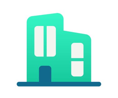 ofis binası çalışma alanı gradyan biçim vektör tasarımı illüstrasyonuna sahip tek bir izole simge