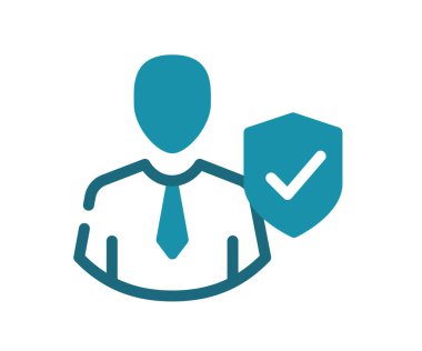 Kalkan güvenli profili katı çizgi ve çizgi biçimi illüstrasyonlu tek bir izole simge