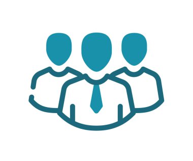 Takım lideri grubu tek bir izole edilmiş simge ile katı çizgi ve çizgi biçimi çizimi illüstrasyonu