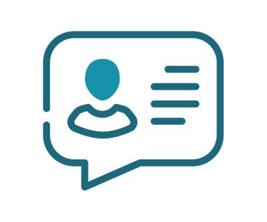 Somut satırlı ve çizgi biçimli tek izole edilmiş kullanıcı baloncuğu simgesi