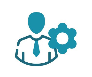 Çalışan teçhizatı tek bir izole edilmiş simge ile katı çizgi ve çizgi biçimi illüstrasyonunu ayarla