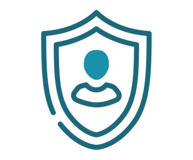 Koruma çalışanı sigortası katı çizgi ve çizgi biçimi illüstrasyonlu tek bir izole simge