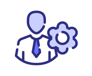 Çalışan teçhizatı tek bir izole simge çizgi veya çizgi biçimi çizim tasarımı illüstrasyonu ile ayarlanır