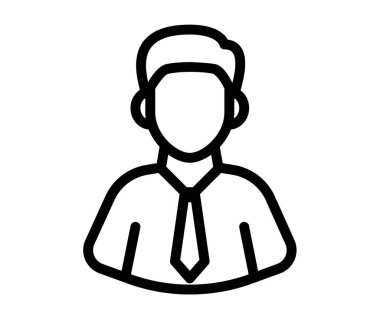 İş adamı çalışanı, taslak biçim illüstrasyonuna sahip tek izole simge