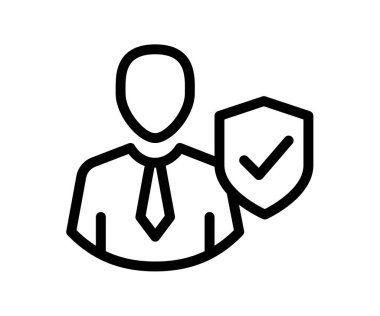 Kalkan güvenli profil taslak biçim illüstrasyonlu tek bir izole simge