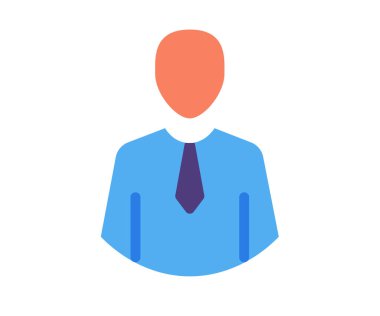 Düz biçim çizimi olan tek bir izole edilmiş erkek kullanıcı profili simgesi