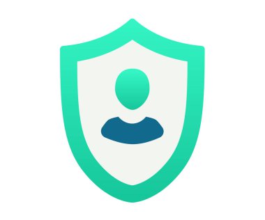 Koruma çalışanı sigortası gradyan biçim illüstrasyonuna sahip tek bir izole simge