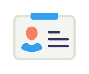 kart kimliği tek izole edilmiş simge düz biçim illüstrasyonlu