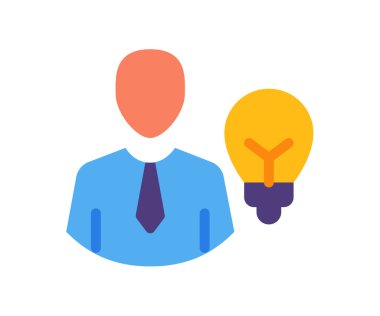 Düz stil illüstrasyonu olan parlak yaratıcı fikir tek izole edilmiş simge