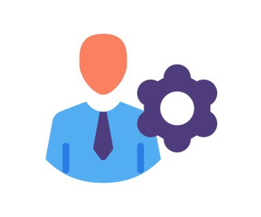 Düz stil illüstrasyon ile çalışan teçhizatı tek izole simge