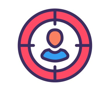 hedef hedef kullanıcı izole edilmiş simgeyi dolu satır biçimi çizimi illüstrasyonuyla eşleştir