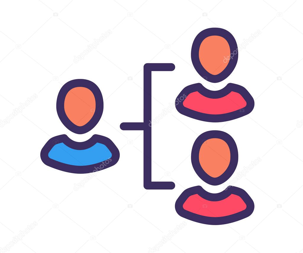 leader branch team ingle isolated icon with filled line style vector illustration