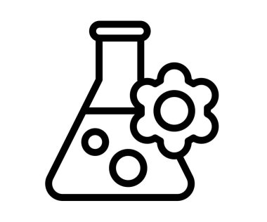 Formül içeriği deneyleri ana hatlı siyah ve beyaz vektör illüstrasyonlu tek izole simge
