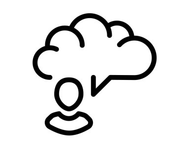 Çizgi biçimi siyah ve beyaz vektör illüstrasyonlu tek bir izole ikon hayal edin