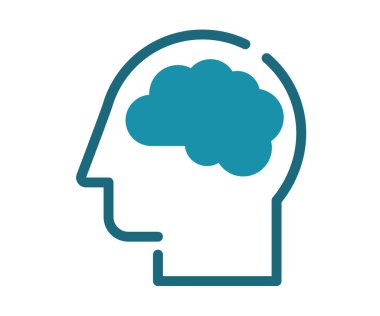 Düşünce gücü beyni, tek bir izole edilmiş ikonu katı çizgi ve çizgi biçimli vektör illüstrasyonuyla oluşturur.