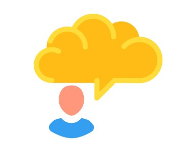 grafik düz stil illüstrasyonlu tek bir izole ikon hayal edin