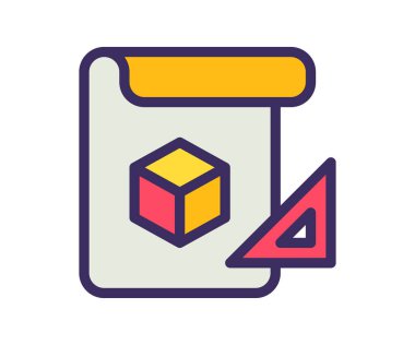 Şablon konsepti planı. Dolu satırlı ve düz çizgili tek izole simge.