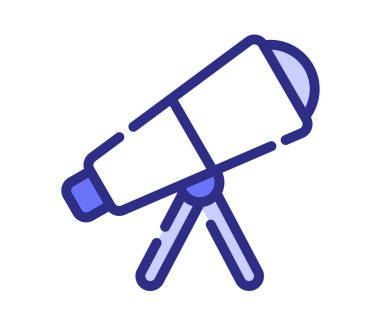 vizyon teleskobu keşfi tire veya kesik mor çizgi biçim çizimi olan tek izole simge