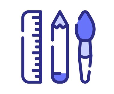 tasarım aracı kalem fırçası çizgi veya kesik mor çizgi biçim çizimi ile tek izole simge