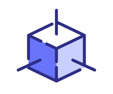 3 boyutlu modelleme tek izole edilmiş simge çizgi veya kesikli mor çizgi biçim çizimi