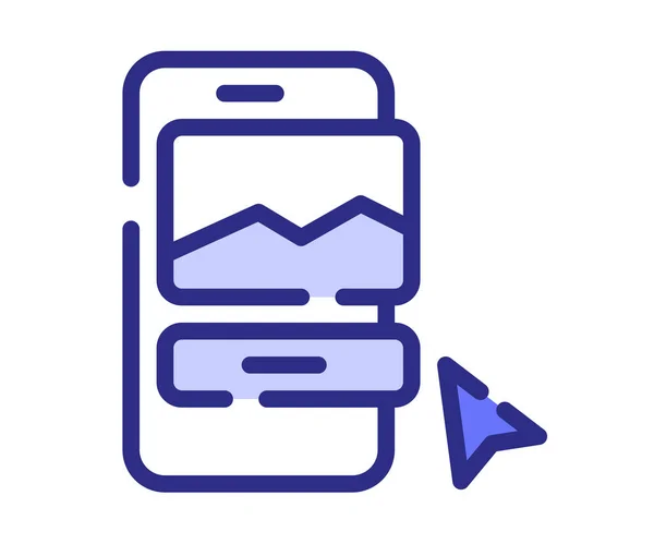 Aplicación Diseño Móvil Único Icono Aislado Con Guion Rayado Púrpura — Vector de stock