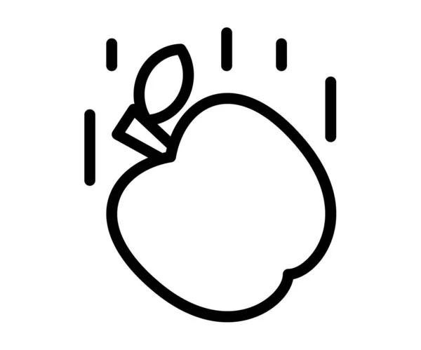 Jablko Pád Jednotlivých Izolovaných Ikon Obrysem Styl Vektorové Ilustrace — Stockový vektor