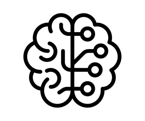 Pensamiento Cerebro Pensar Único Icono Aislado Con Esquema Estilo Vector — Archivo Imágenes Vectoriales