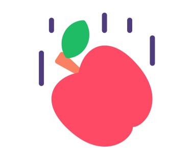 Elma düşüşü düz stil illüstrasyonlu tek bir izole simge