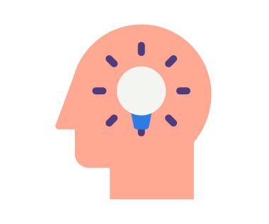 Hayal gücü fikri düz stil illüstrasyonlu parlak tek izole ikon