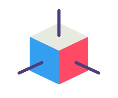 Düz biçim çizimi olan tek bir izole edilmiş 3B boyut simgesi