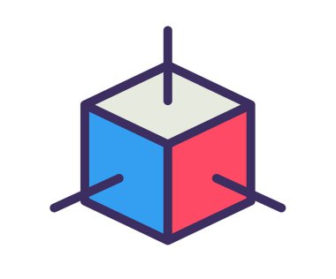 3B modelleme boyutu Tek izole edilmiş ikon ile ana hatlar çizgisi biçim illüstrasyonu