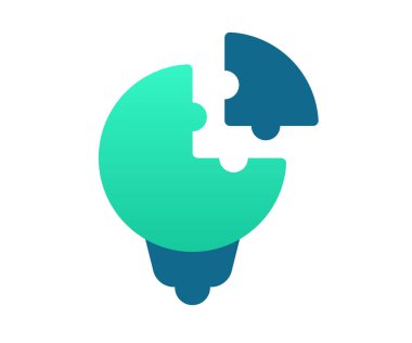 Yapboz ampul çözümü gradyan biçim vektör illüstrasyonlu tek bir izole simgeyi çözüyor