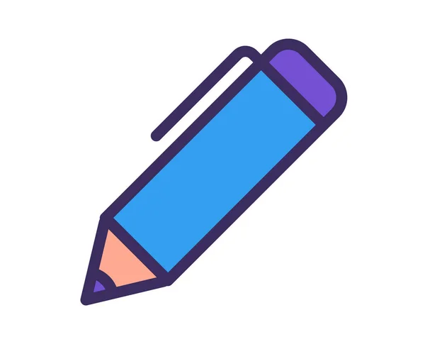 Lápiz Pluma Escribir Solo Icono Aislado Con Línea Contorno Llena — Vector de stock