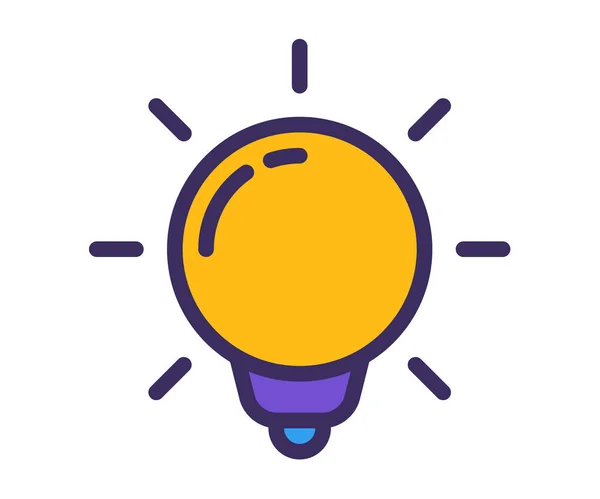 Creativity Idea Light Bulb Single Isolated Icon Filled Outline Line — Stock Vector
