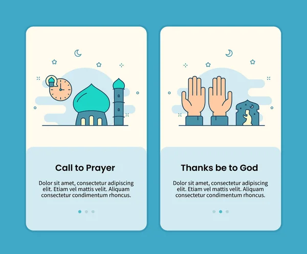 Призвать Молитве Благодаря Дизайну Бога Борту Дизайн Мобильного Экрана Приложение — стоковый вектор