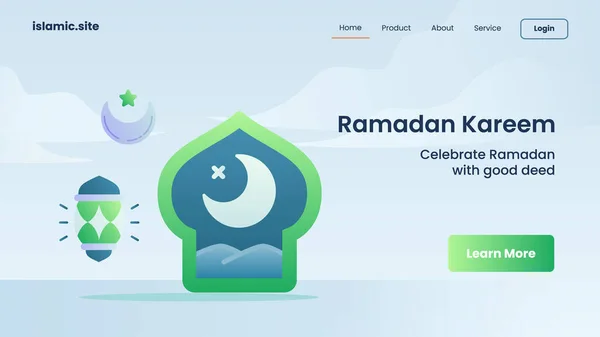 Ramadhan Kareem Website Temptate Landing Homepage Design Illustration — стоковый вектор