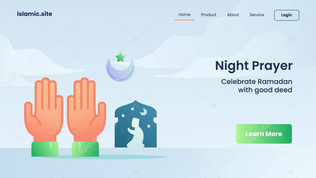 night prayer for website template landing or homepage design vector illustration