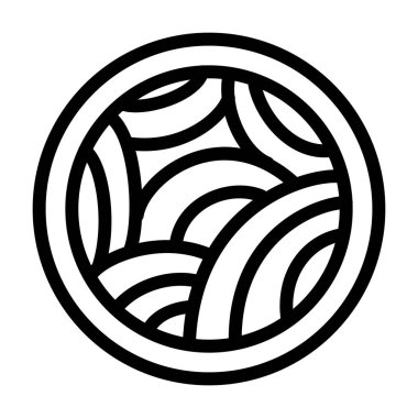 Erişte çorbası. Tek bir izole edilmiş ikon. Taslak stil illüstrasyonlu.