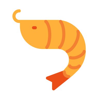 Karides deniz ürünleri, tek izole edilmiş, düz stil vektör resimli ikon.