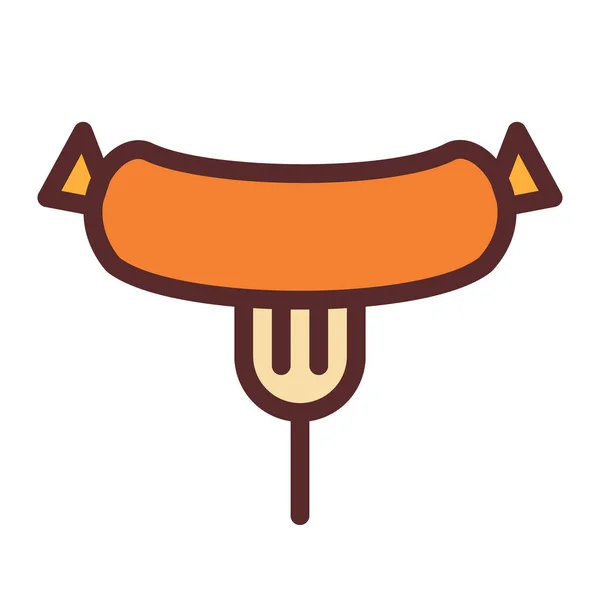 Carne Barbacoa Salchicha Icono Aislado Único Con Estilo Línea Llena — Vector de stock