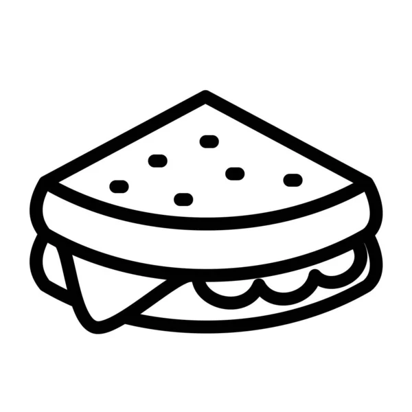 Lechuga Queso Sándwich Único Icono Aislado Con Esquema Estilo Vector — Vector de stock