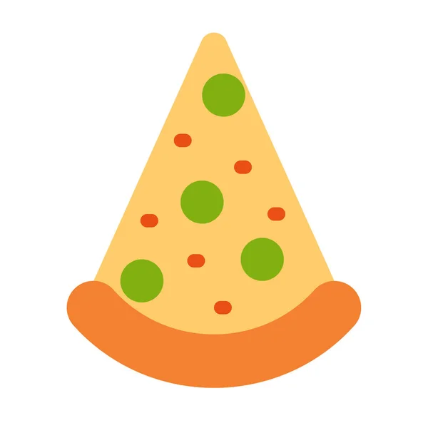 Pizza Slice Cheese Single Isolated Icon Flat Style Vector Illustration — Stock Vector